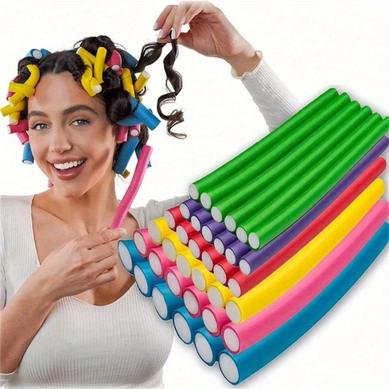 Hair Curling Wand - 10 adet Esnek Isısız bigudiler Bendy