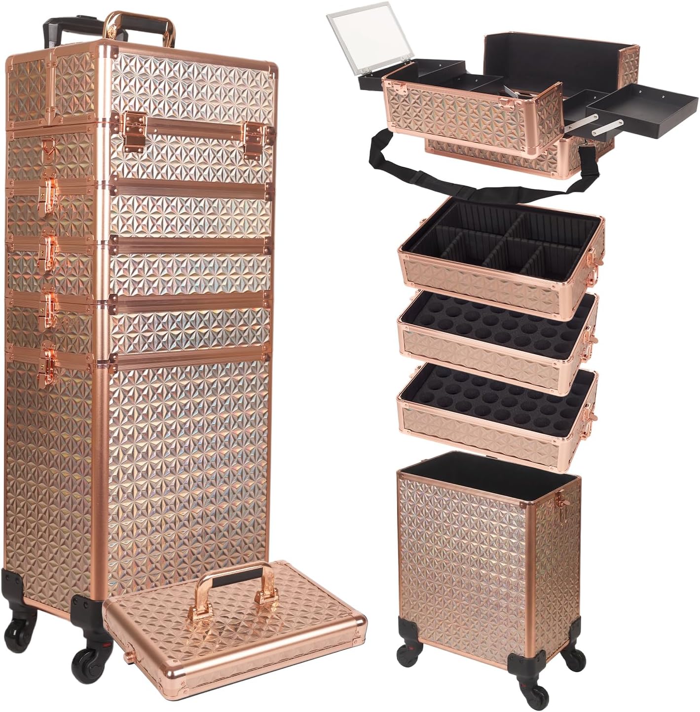 Makeup Organizer - Profesyonel Tekerlekli Makyaj Çantası Büyük Boy