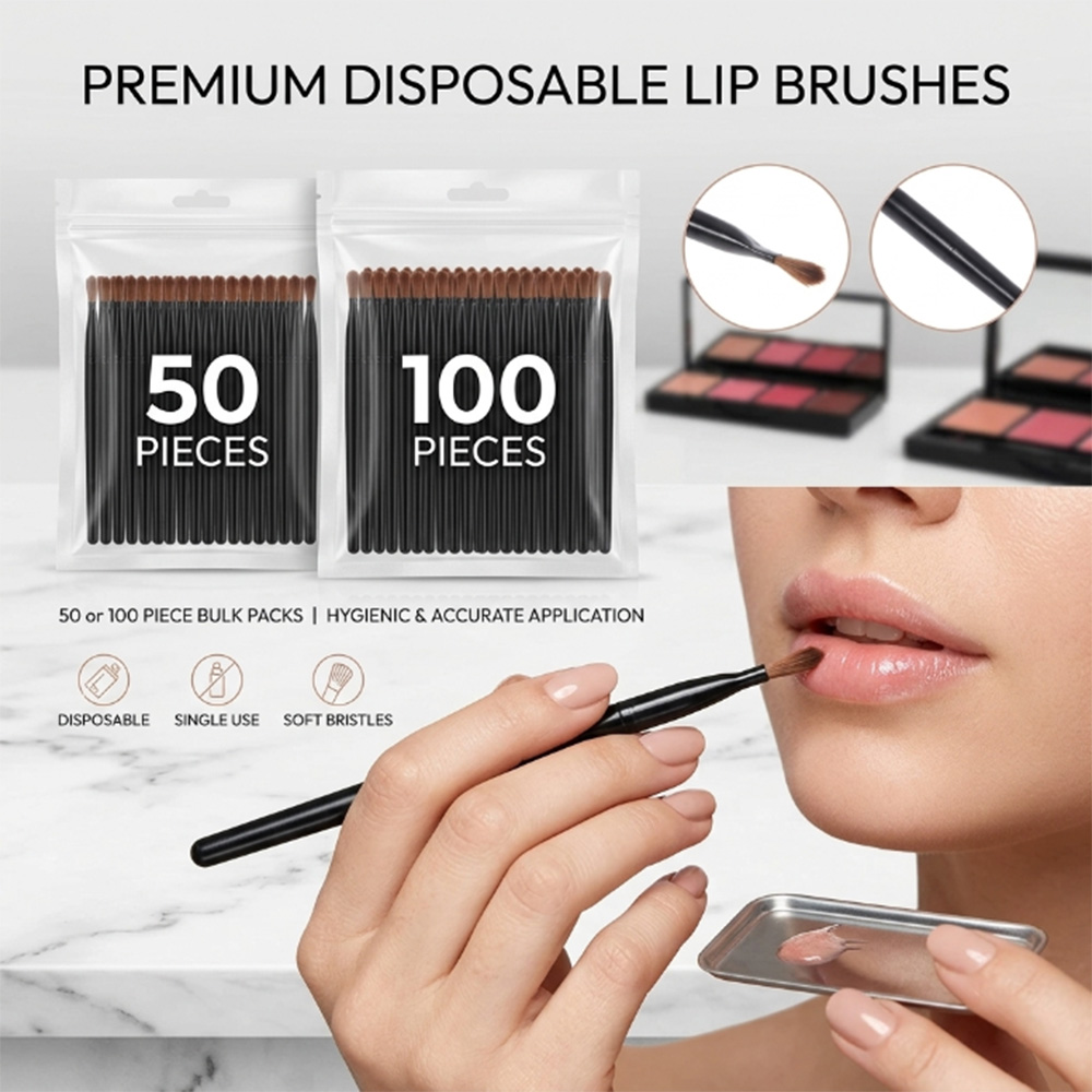 Beauty Kiss Makeup - 50/100 adet Tek Kullanımlık Dudak Fırçası