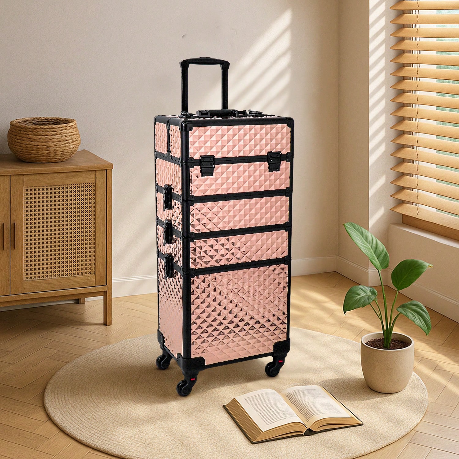 Makeup Organizer - 4'ü 1 Arada Tekerlekli Makyaj Çantası,