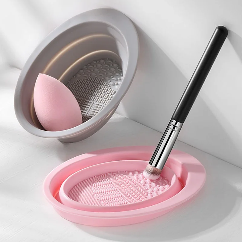 Beauty Makeup Tools Use - Katlanabilir Silikon Makyaj Fırçası Temizleyici Kase