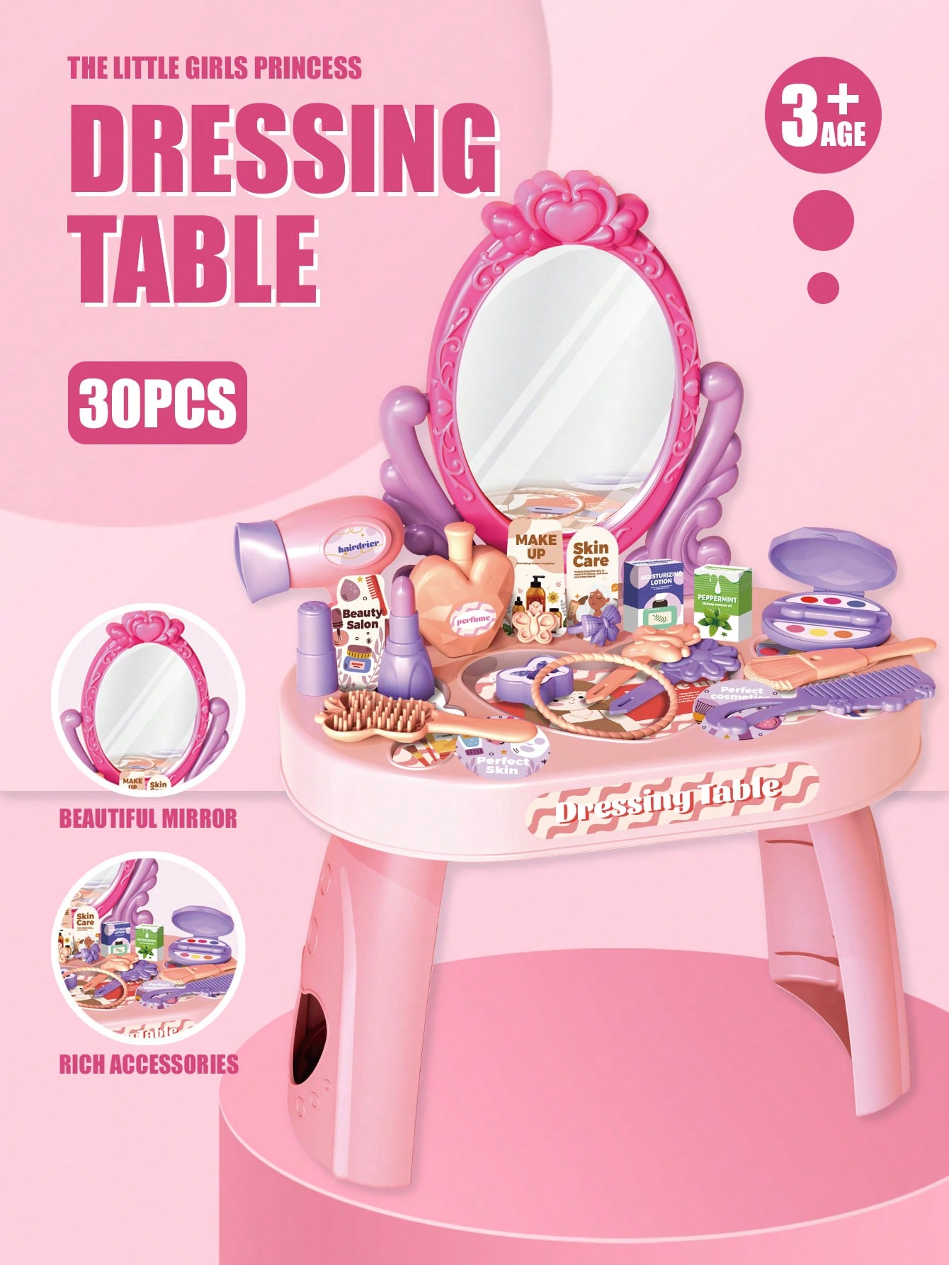 Beauty Makeup Kit For Kids - Çocuklar için Prenses Makyaj Masası Oyuncak