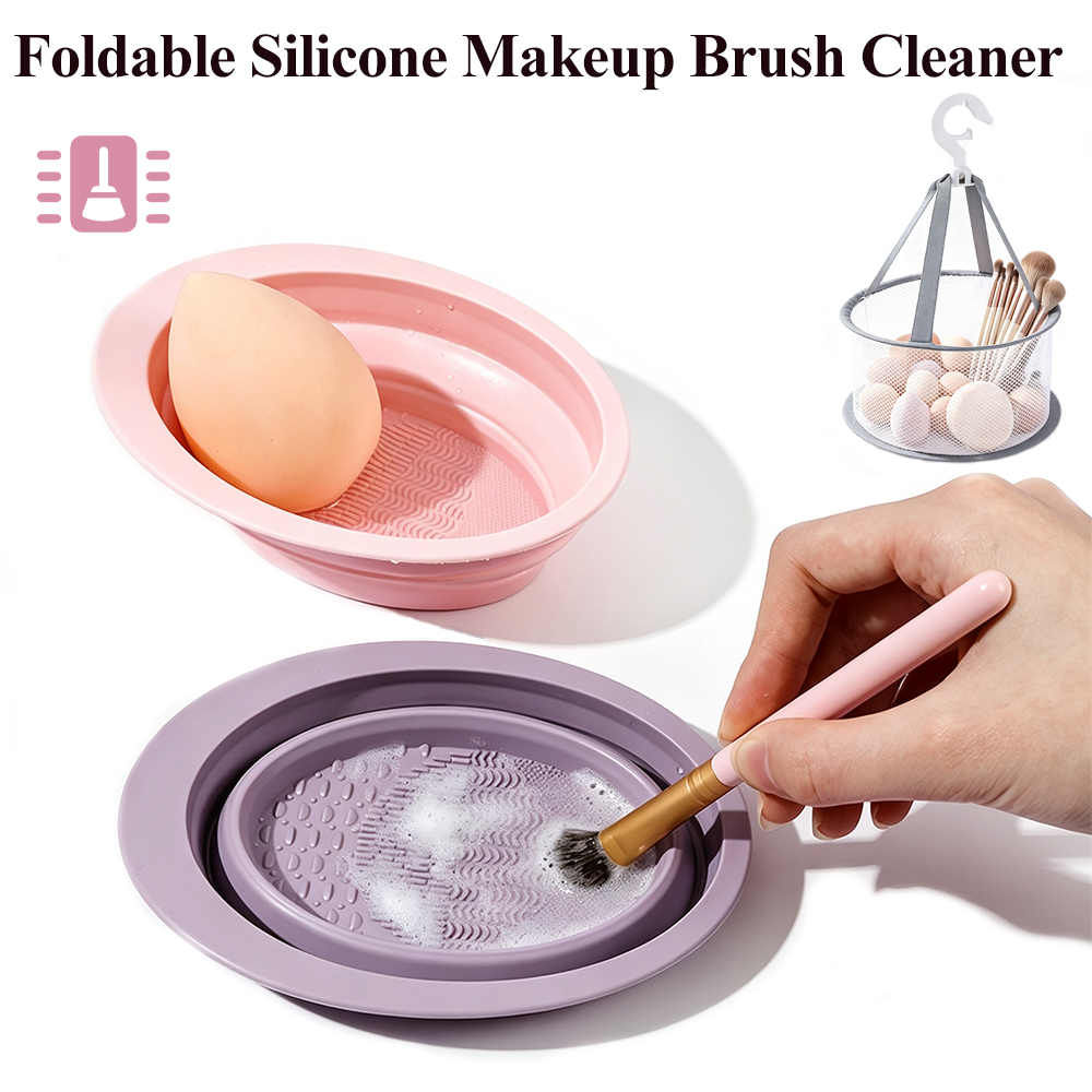 Cosmetic Sponge - Katlanabilir Silikon Makyaj Fırçası Temizleyici Kase