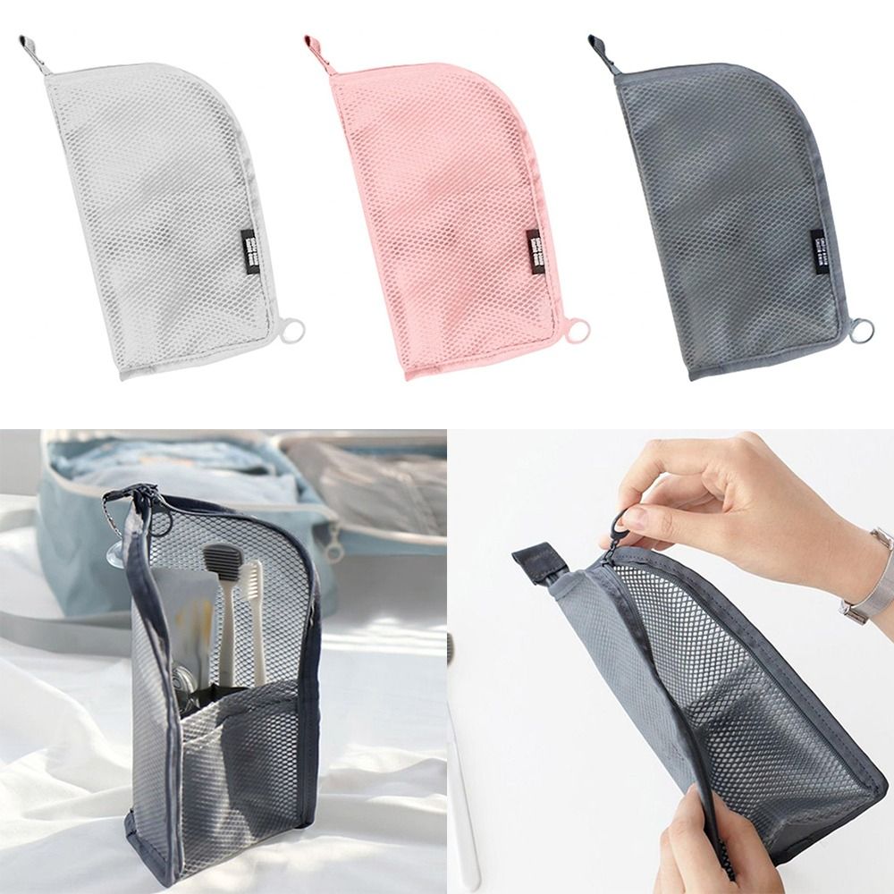 Makeup Organizer - Taşınabilir Standlı Makyaj Fırçası Çantası Fileli